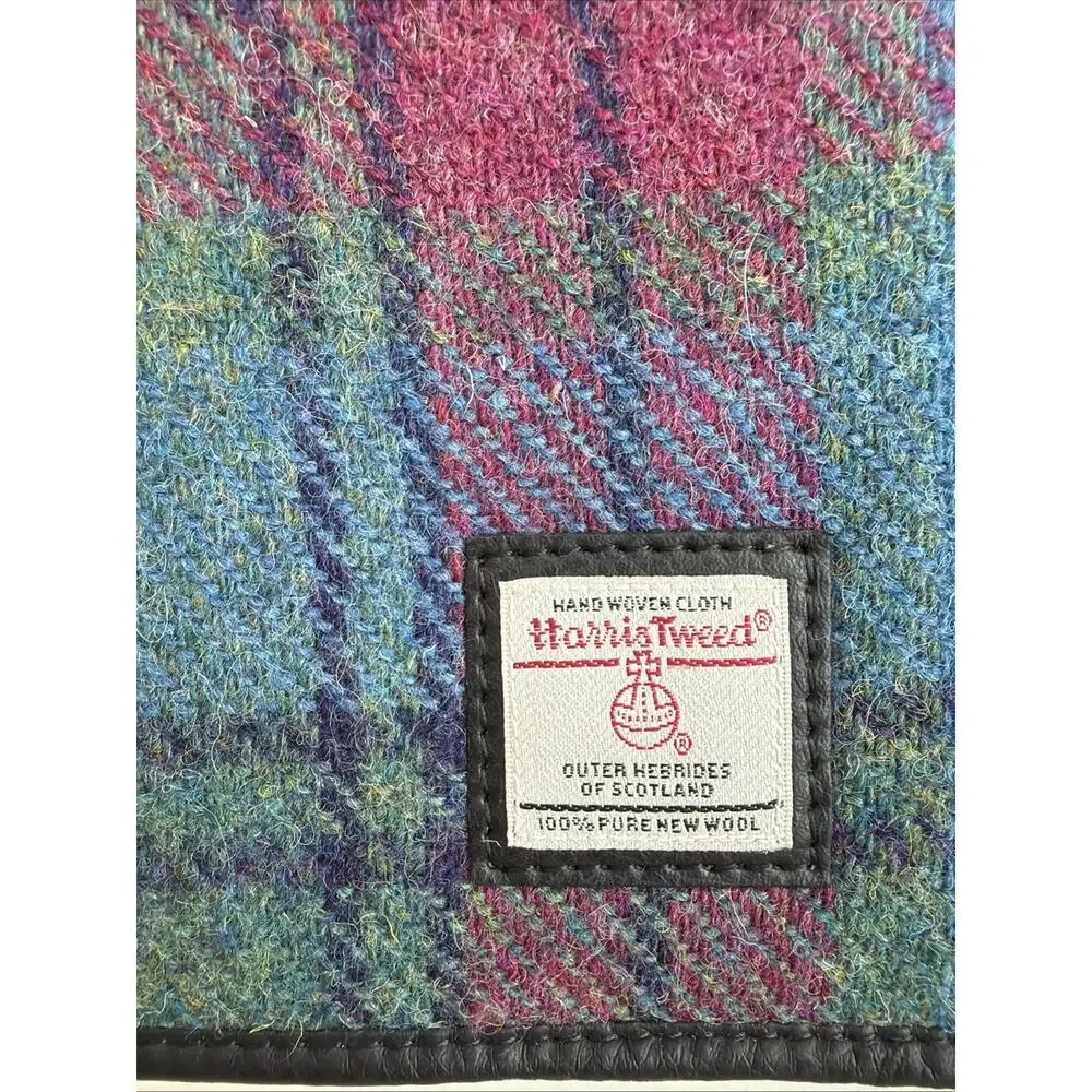 Harris Tweed Maccessori Vintage Plaid Handbag Crossbody Purse 100% Wool Leather